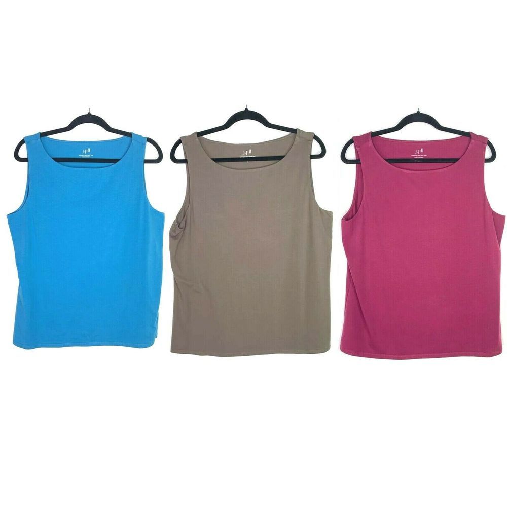 Lot 3 J Jill Supersoft Boat Neck Tank Tops Shirt